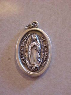 Our Lady of Guadalupe Silver Oxydized Medal Charm