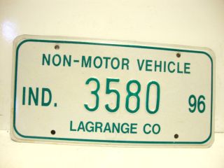 Motor Vehicle Licence Plate LaGrange Co Indiana 1996 Horse Drawn Buggy