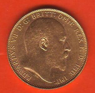 1909 Full Gold Sovereign Edward VII Gold Coin