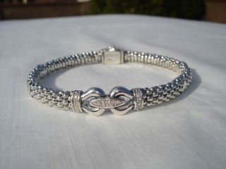 Lagos Sterling Silver Diamond Bracelet New with Tags Pouch Bag