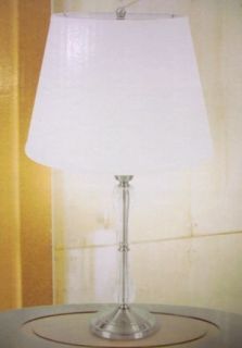 Table Lamp with White Shade Brushed Steel and Acrylic