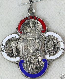Vintage Sterling Silver Enamel Land Air Sea Medal