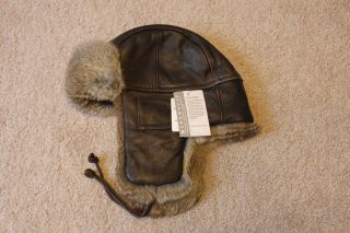 Orvis Rabbit Trimmed Leather Aviator Hat