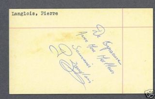 Pierre Langlois Signed Boxing 3 x 5 Index Card Deceased
