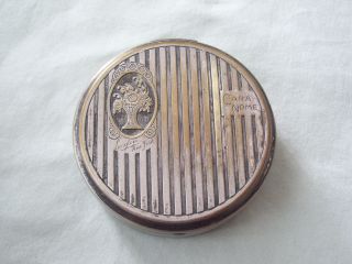 Vintage Antique Cara Nome Silver Plate Compact Langlois NY