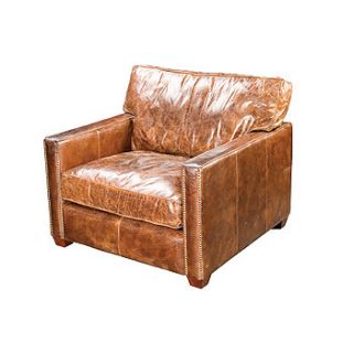 40 W square Larkin club chair vintage brown cigar leather comfort