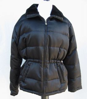 LARRY LEVINE Size Medium M Down Puffer Jacket Coat Black w Plush
