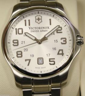 Victorinox Officers Large Silver Dial Wrist Watch Model 241359 New
