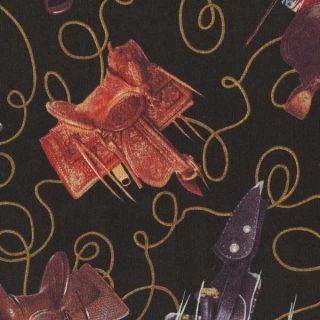 Home on A Range Saddles Lariats Horse Cotton Fabric BTY for Quilting