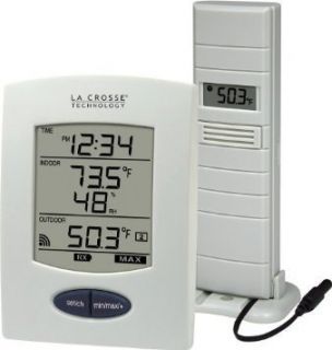 Large White LCD Wireless Indoor Outdoor Thermometer Weather Station w
