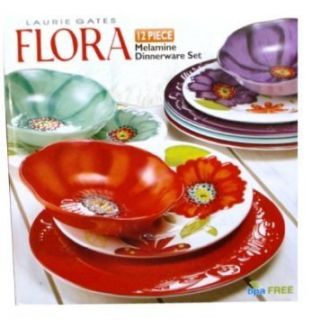 Laurie Gates Flora 12pc Melamine Dinnerware Set