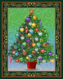 Christmas Tree Ornament Laurie Cook Holiday Wallhanging Green Blue