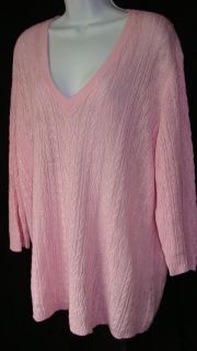 Lauren Ralph Lauren Pink Linen V Neck Sweater 3X