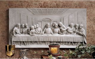 Leonardo da Vincis The Last Supper Christian Bas Relief Wall Sculpture