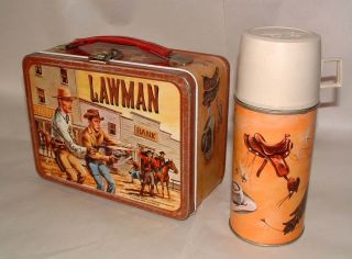 1960s Lawman TV Show Metal Lunchbox with Thermos
