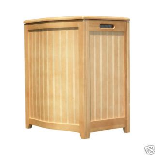 Bowed Front Contemporary Natural Wood Laundry Hamper