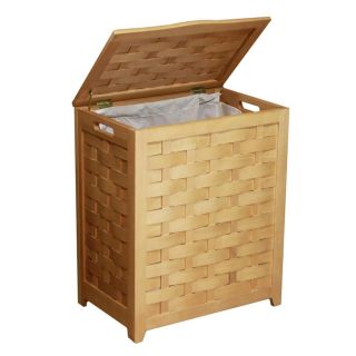 Rectangular Light Wooden Weave Laundry Basket Hamper w Liner