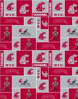 College Washington State University Cougars Print Fleece Fabric BTY