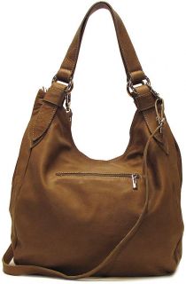 Italian Leather Handbag Purse Hobo Shoulder Bag Tote 7003 Beige