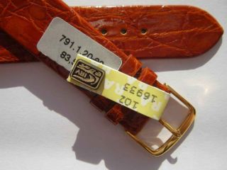 Brown Genuine Crocodile Leather Watch Band 20 Mm