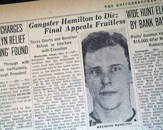 Raymond Hamilton Executed Bonnie Clyde 1935 Newspaper