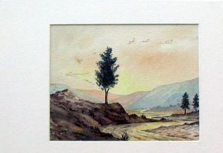 Original John Martin Leahy Watercolor River MT Rainier 1910S