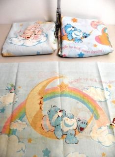 Vintage 3 Twin Sets Shortcake Care Bear Smurf Sheet Set 80s Love