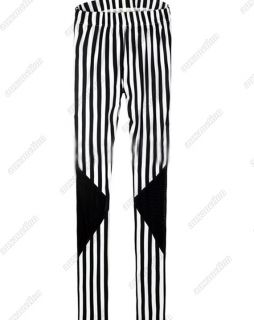 L7709 Fashion Stitching Mesh Tights Legwear Women Vertical Stripe