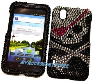 LG Marquee LS855 Skulls Diamond Crystal Bling Cell Phone Case Cover