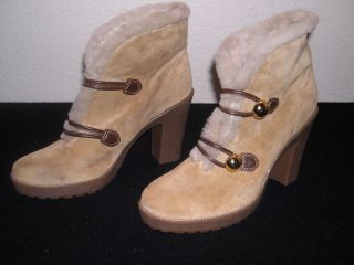 Coach Lenora Womens Tan Suede Ankle Boots Size 11 M