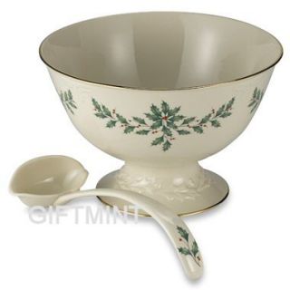 Lenox Holiday Punch Bowl with Ladle New $203 RARE Item