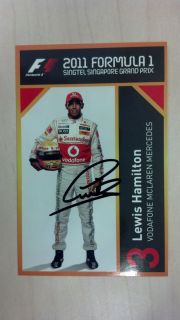 Lewis Hamilton Signed F1 Postcard Singapore GP 2011 Autograph McLaren