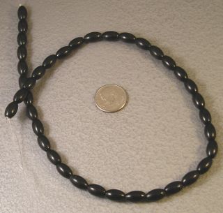  Jet Loose Beads 6x10 Rice Tube Round Oval 15 strand Lignite Mongolia