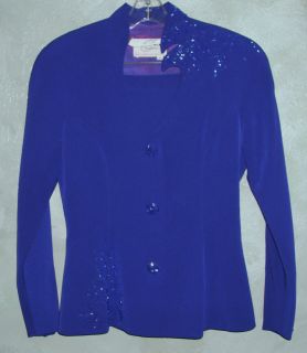 Lillie Rubin Daymor Couture Suit Royal Purple Skirt Suit Beaded