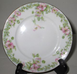 Antique Guerin Limoges Pink Poppy Bread Butter Plates