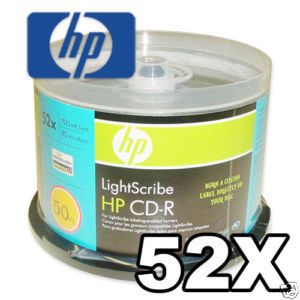 50 HP Lightscribe 52x CD R Blank Disc Media V 1 2