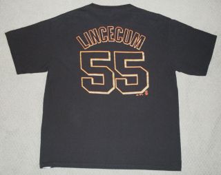 Tim Lincecum T Shirt Jersey SF Giants black San Francisco MLB Majestic