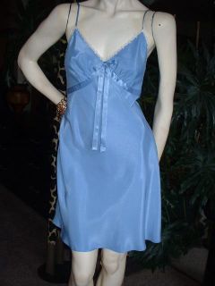 Nightgown Lingerie Linda Periwinkle Blue Silky Satin Chemise M