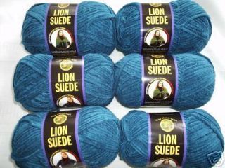 Skeins Lion Suede Yarn Luxury Soft Teal Color Chenille Style