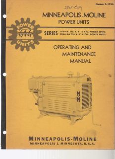 Minneapolis Moline 165 2A 206A 4A Power Unit Manual