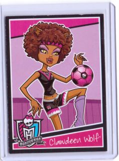Monster High Goth Doll Clawdeen Wolf Soccer Trading Card
