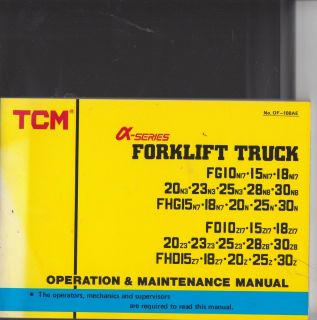 TCM Forklift Truck Operation Maintenance Manual FG10N17 FG18N17