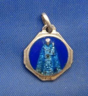 Vintage 800 Silver Blue Enamel Maria Einsiedeln Switzerland Religious