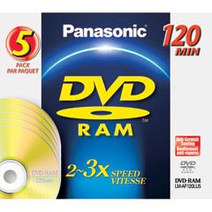 Panasonic LM AF120LU5 12cm Disc DVD RAM 4 7GB Discs 5pk