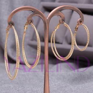 Twisted Spiral Gold Plated Hoop Loop Earrings Four Pairs Wholesale Lot