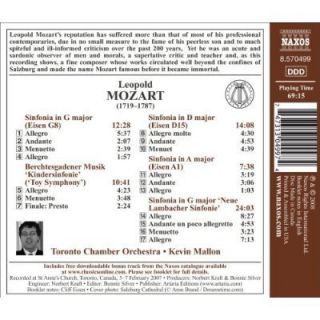 Leopold Mozart Symphonies Leopold Mozart Toronto Chamber Very Good CD