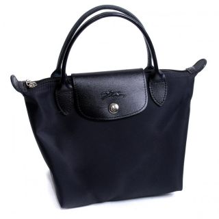 Longchamp Modele Depose Small Black w Leather Trim Handbag