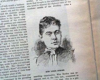 1892 Newspaper Lizzie Borden Axe Hatchet Murders Fall River