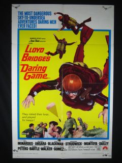 Daring Game 1968 Poster Lloyd Bridges Sky Diving Drama VG FN