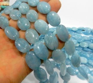 13x18mm 15inchs Aquamarine Flat Oval Beads Loose Gemstones